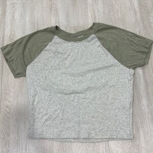 Gray and Green Raglan T-Shirt